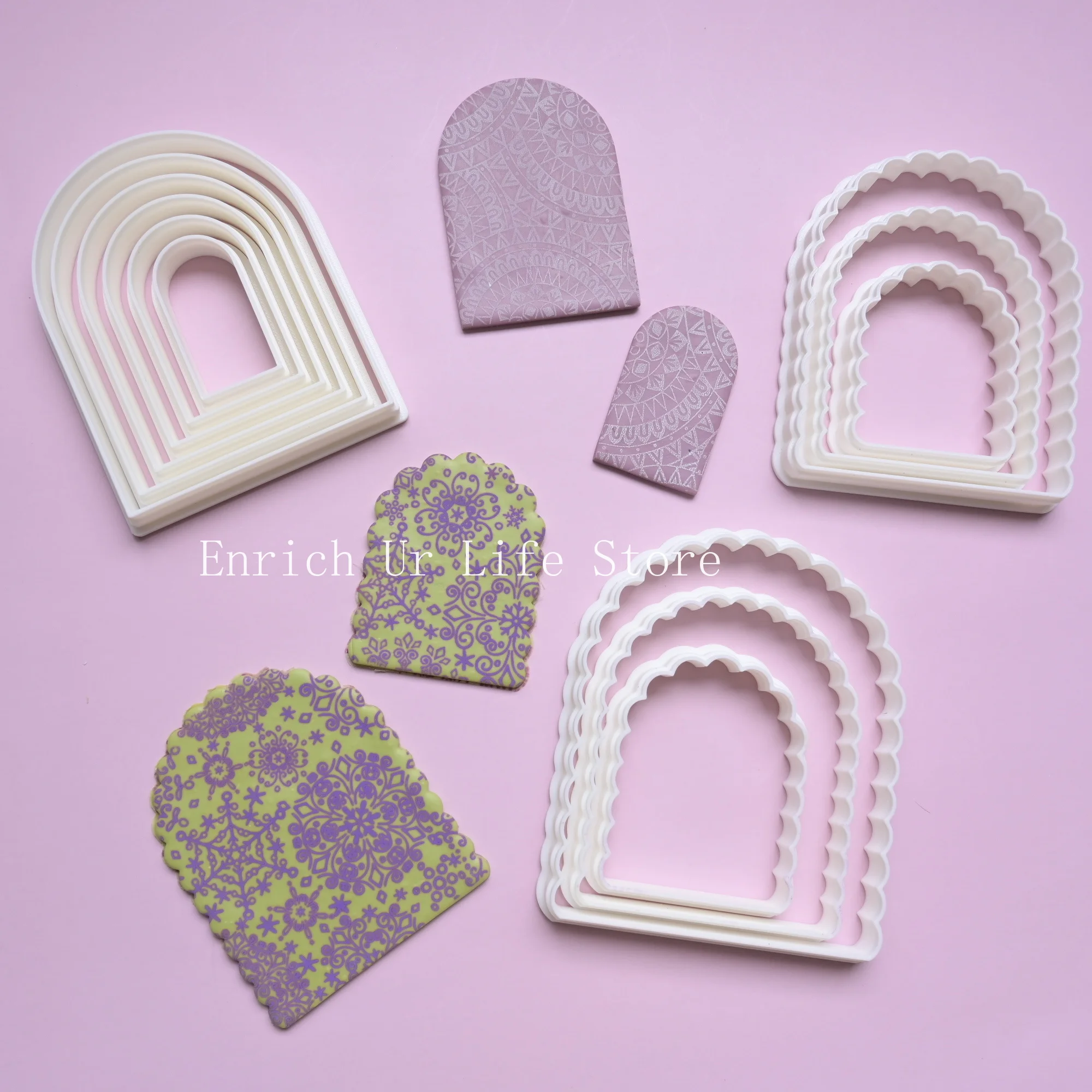 6pcs Arch Shaped Cookie Cutter Mold Geometric Arch Shaped Blessing Frame Fondant Cookie Cutting Die Baking Cake Decorations