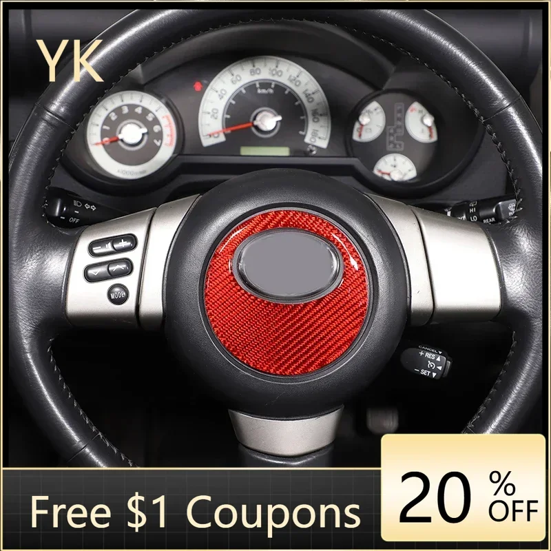 

For Toyota FJ Cruiser 07-21 Soft Carbon Fiber Car Steering Wheel Panel Trim Circle Logo Covers Sticker Interior Car Accessories