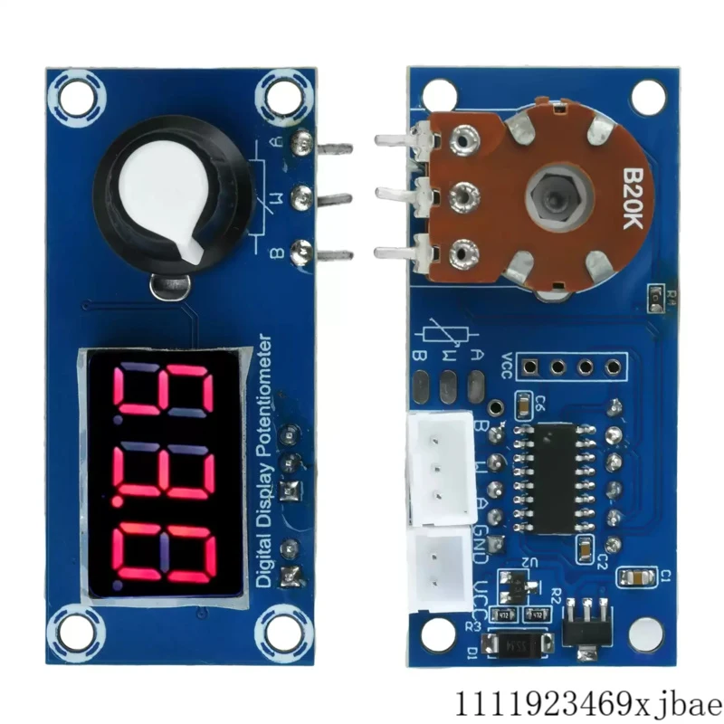 

5K/10K/20K LED Digital Display Single-channel Potentiometer 3-digit Digital Tube Knob Adjustable Resistor Potentiometer Module