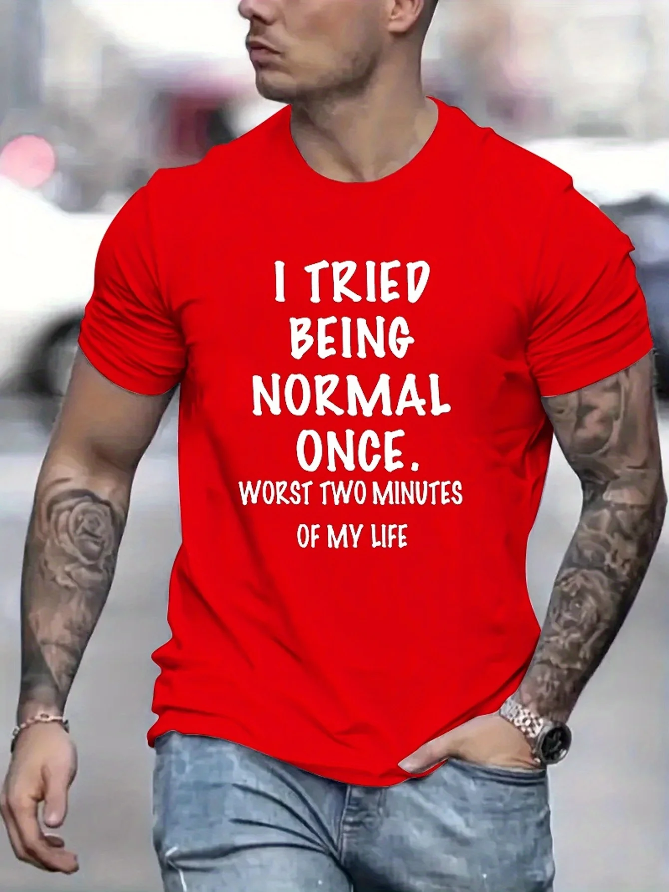 

Mens I Tried Being Normal Once Graphic Tee - Casual Summer Shirt with Eye-Catching Design - Uniquely Quirky Fashion for Him