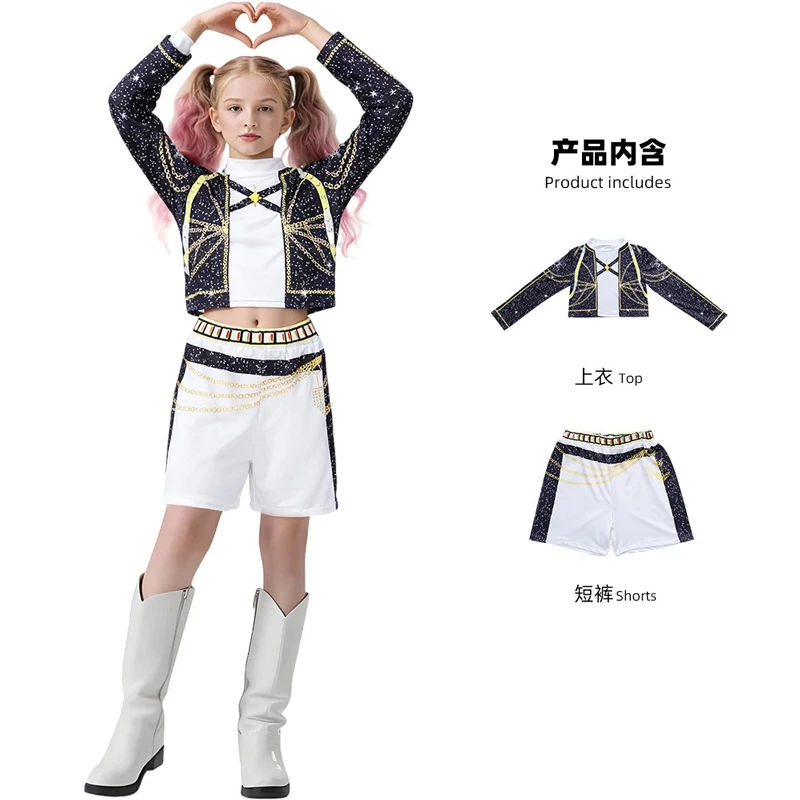 Conjunto de disfraz de Kpop Idol Group, falda superior, disfraz de fiesta de Halloween para niñas, grupo de cazadora de demonios, ropa de actuación Rumi Mira Zoey