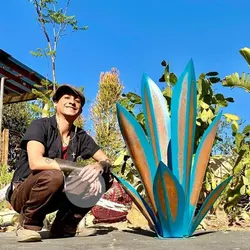 Tequila Rustic Sculpture DIY Metal Agave Plant Home Decor Rustic Hand Painted Metal Agave Garden Ornaments Outdoor Decor Statues