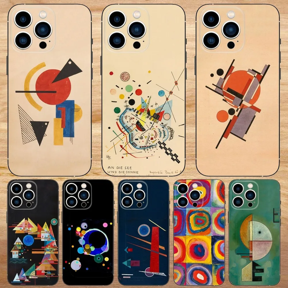 Wassily Kandinsky Abstract Phone Case For iPhone15,14,13,12,11,Pro,Max,Plus,Mini,X,XS,XR,8,7,6,S,Plus,SE Soft Black Case