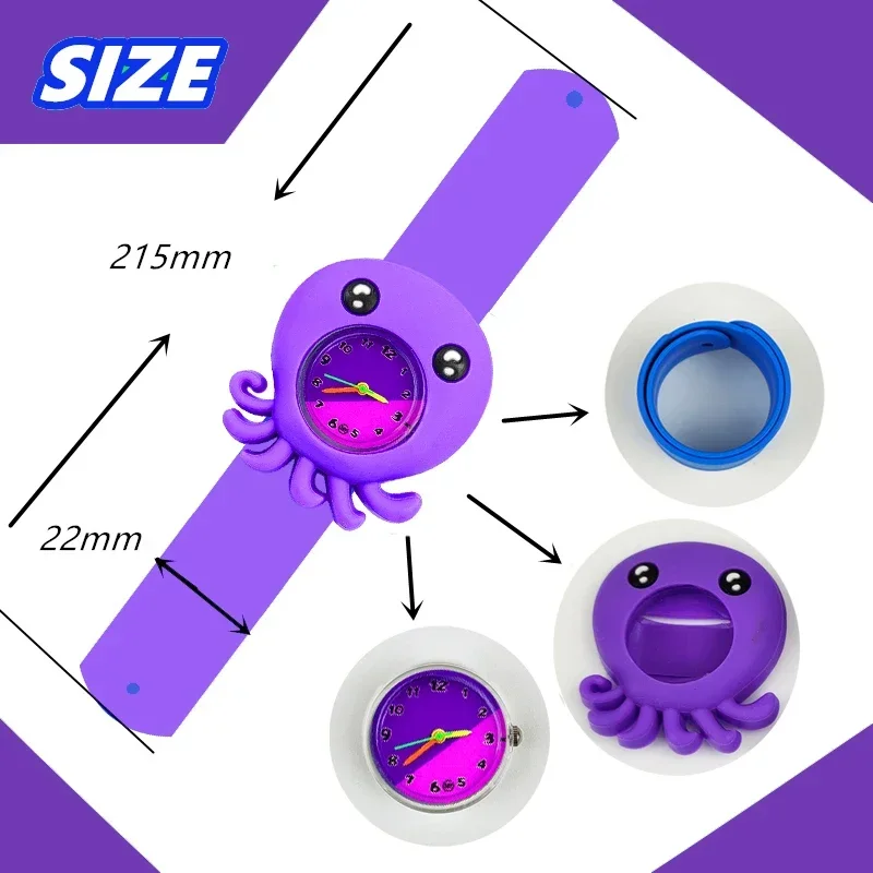 Montres d'animaux de dessin animé 3D pour enfants, cadeau de fête d'anniversaire, jouet pour garçons et filles, montres à claquettes pour enfants, horloge d'étude pour bébé, de rechange 24.com