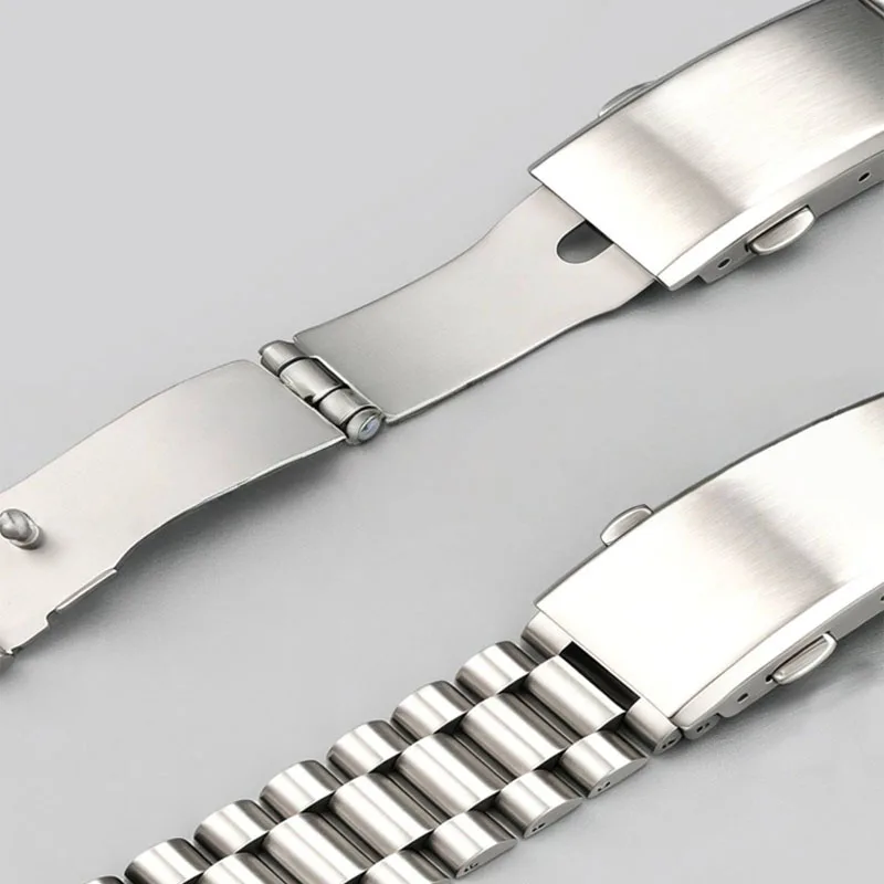 Silver President 18mm 20mm 22mm Stainless Steel Universal Straight End Watch Band Strap  Fits for SKX OMG Watch