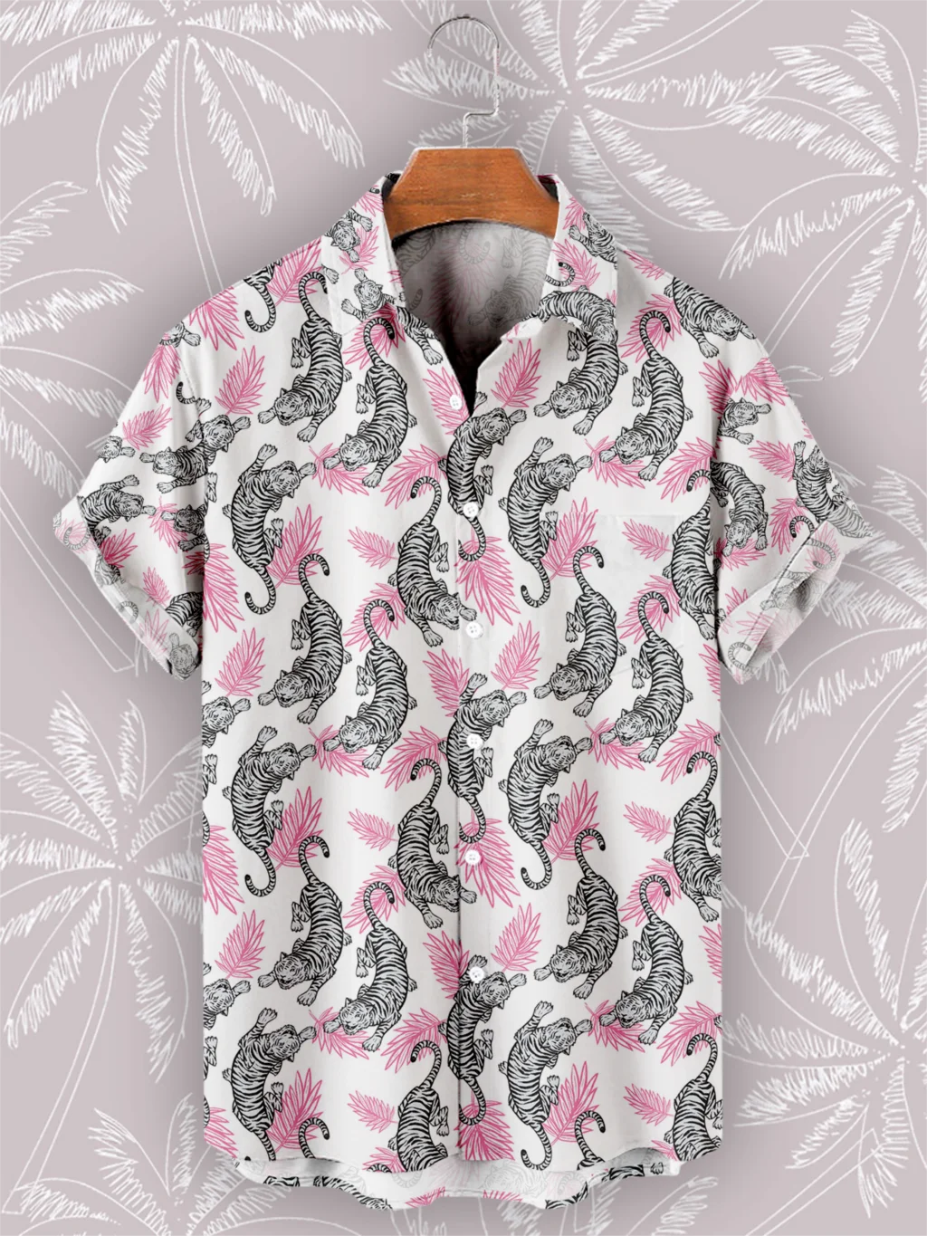 

Summer White Shirts Novelties 2023 Trend To Sell Tiger Print Hawaiian Short Sleeve Fashion Shirts for Men Casual Beach Oversized