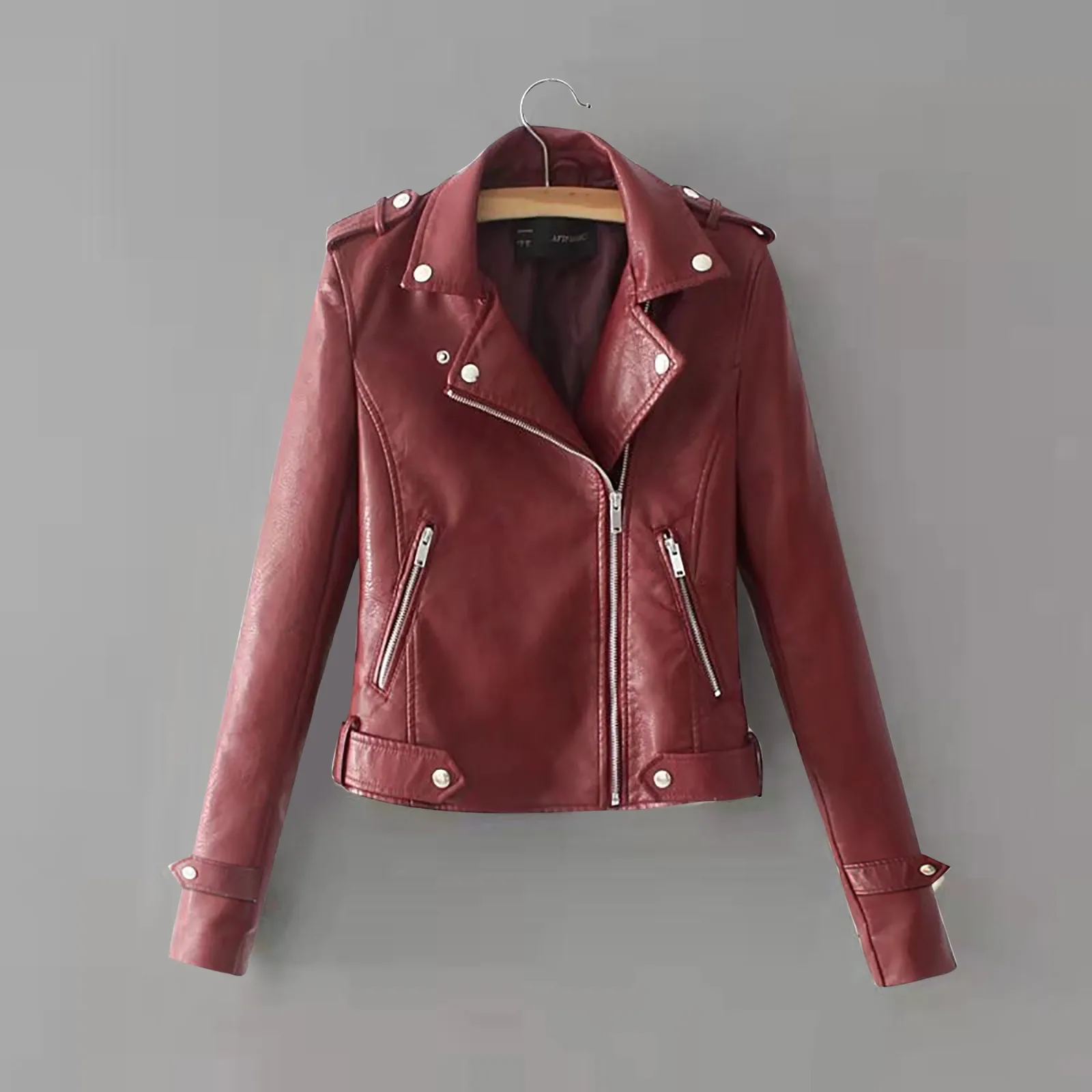 Korean Version of Slim PU Leather Jacket Women\'s 2024 Spring / Autumn Winter New Motorcycle Leather Solid Short Coat Femme