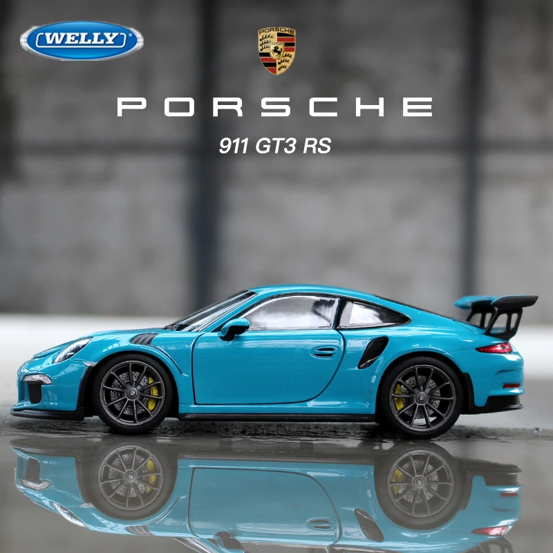 WELLY-Porsche 911 GT3 RS modelo de coche deportivo de aleación de Metal fundido a presión, juguete de colección de alta simulación, regalo de