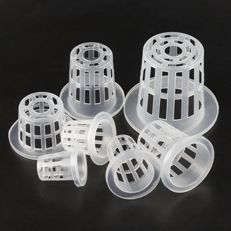 10 Stück weiße hydroponische erdlose Netzkörbe, Pflanzenwachstumstöpfe für Gemüse, Kräuter, Schwammtablett, Aeroponic-Pflanzgefäß, Klonbecher – Detail 6