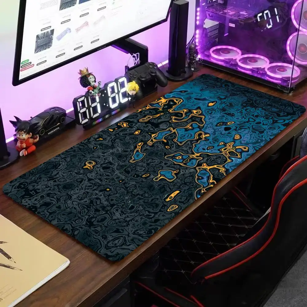 

Blue Black Waves Large Gaming Mouse Pad Computer Keyboard Desk Pad XXL with Rubber Non-Slip Stitched Edge for Friends Boyfriend