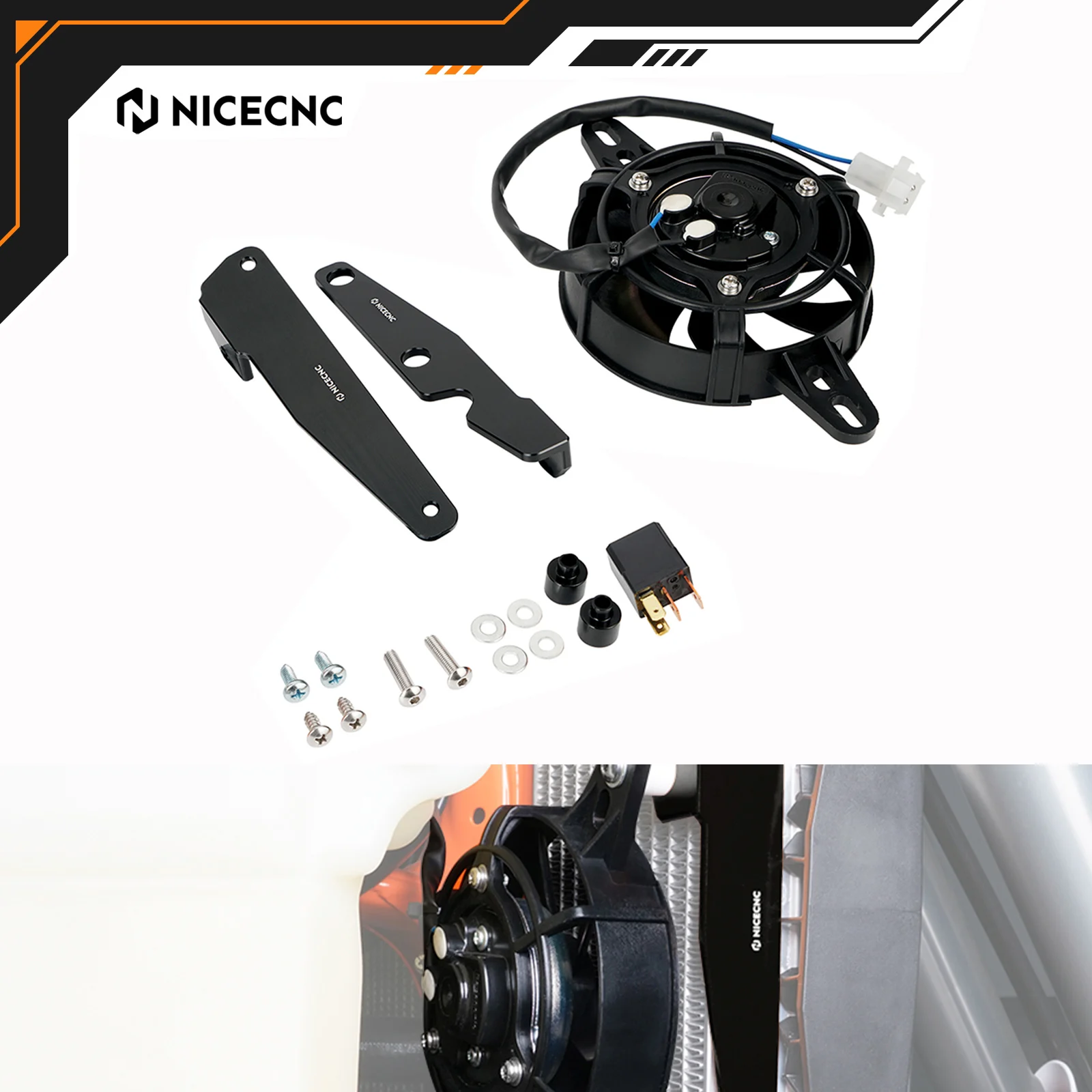NICECNC لـ KTM EXC 300 EXCF 350 XCW500 2017-2023 لـ Husqvarna TE300 FE501 GasGas EC300 EC250 مجموعة مروحة تبريد المبرد الكهربائي