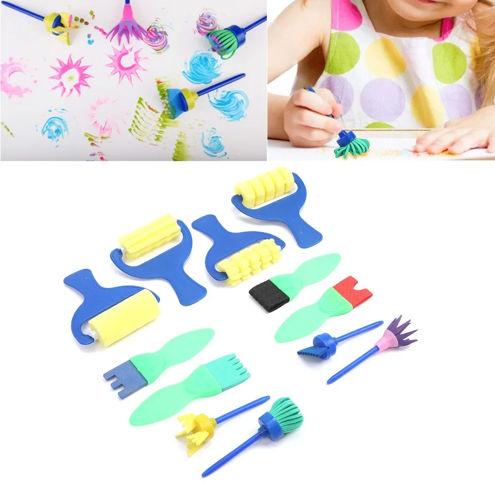12PCS EVA Foam Made Painting Sponge Brush Gentle Texture Multi Pattern Assortment DIY Drawing Tools Roller & Stamp Combo - view 4
