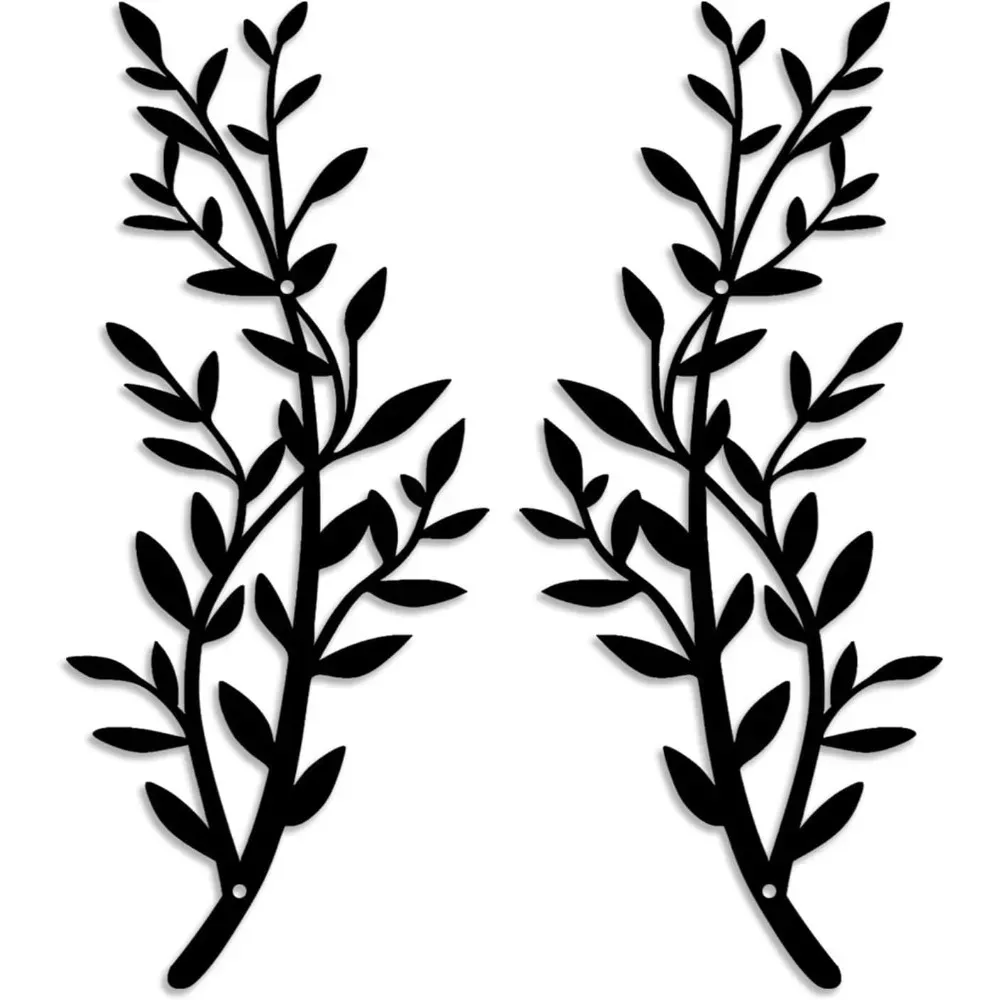 ZWARTE OLIJFTAK Metalen wanddecoratie 2-pack, rustieke boerderijstijl aluminium kunst voor woonkamer slaapkamer hangend decoratie