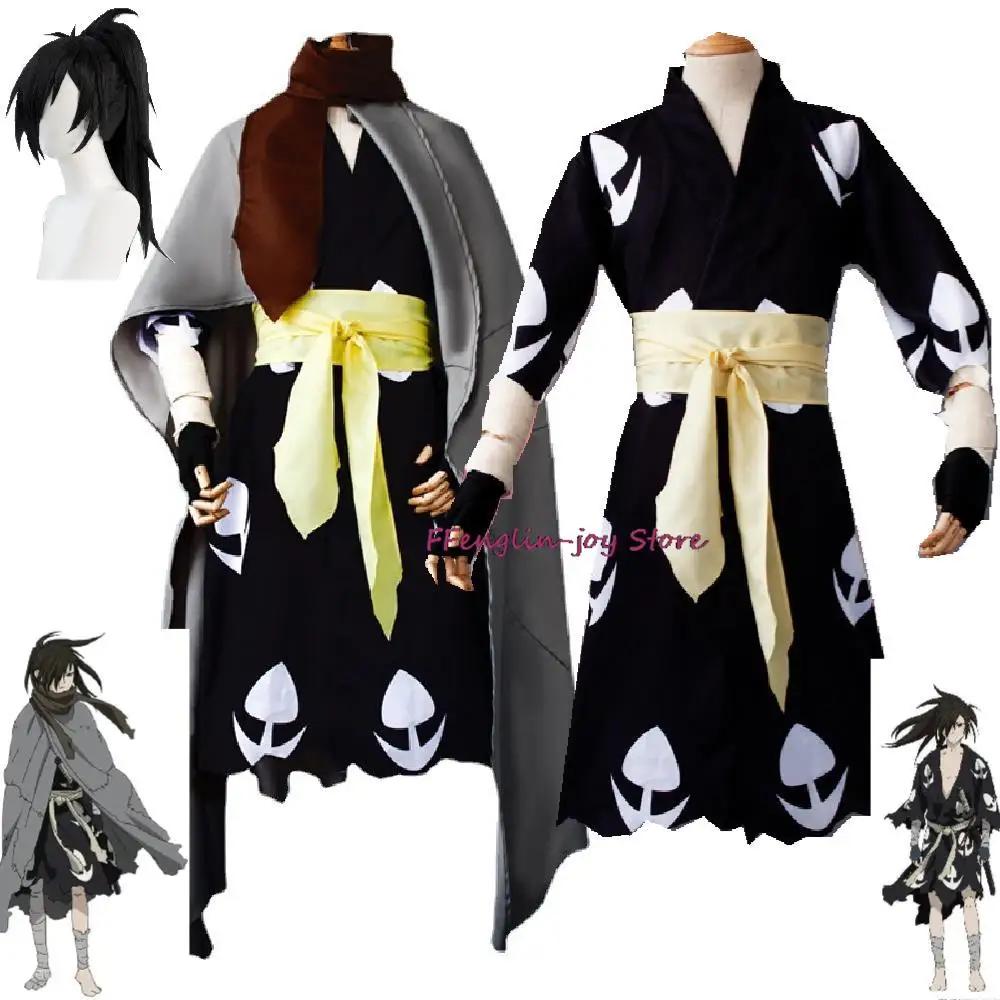 

Anime Dororo Hyakkimaru Kimono Cosplay Costume Aldult Unisex Cloak Kimono Wig Halloween Rave Party Cool Combat Uniform Suit