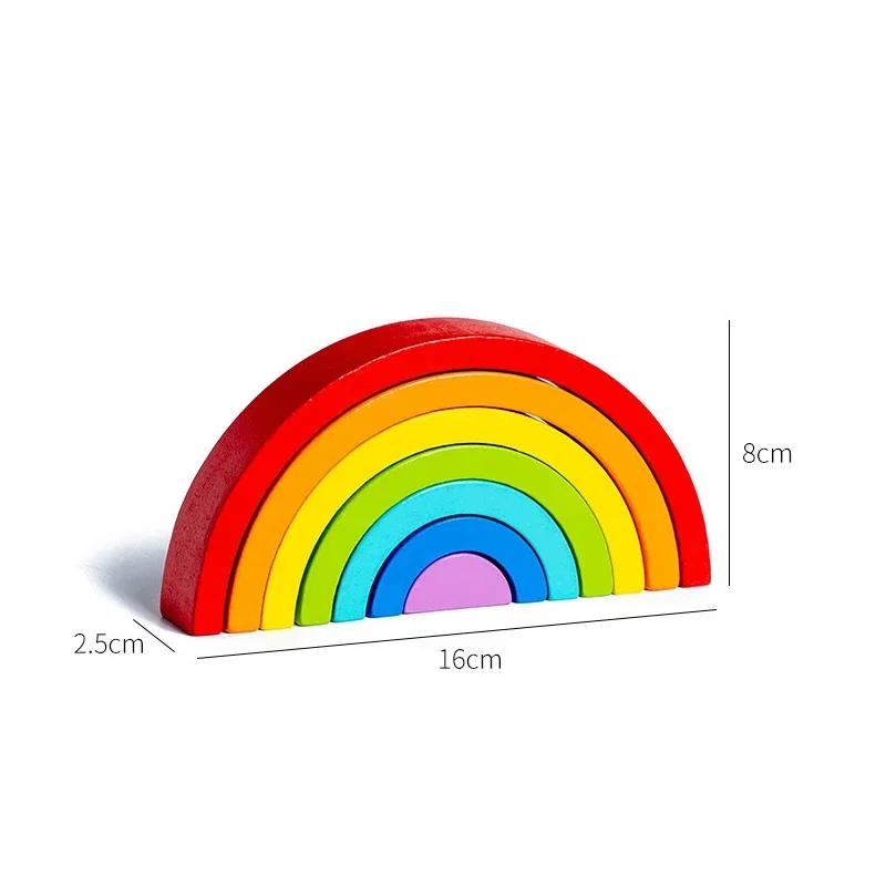 เด็กใหม่ Montessori Arch Bridge Rainbow Building Blocks ของเล่นไม้เด็ก Early Education สีความรู้ความเข้าใจบล็อกของเล่น