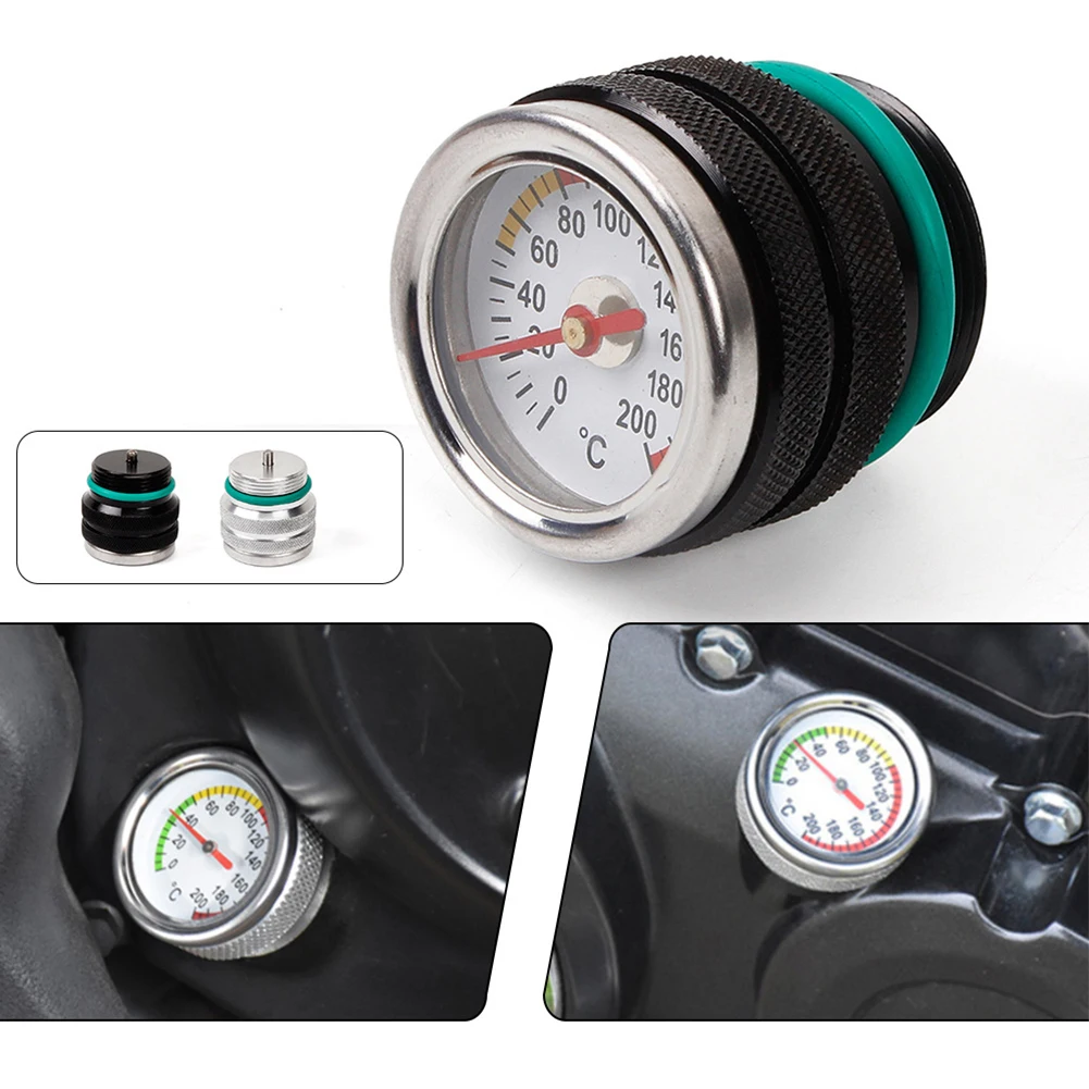 Motorcycle Fuel Tank CapsWith Oil Temperature Gauge Pointers Dial Meter M30 X 1.5 Black/Silver Gauge Accessories