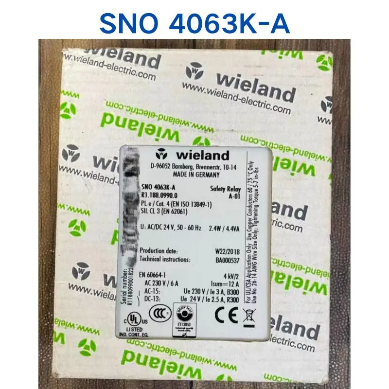 brand new wieland relay SNO 4063K-A