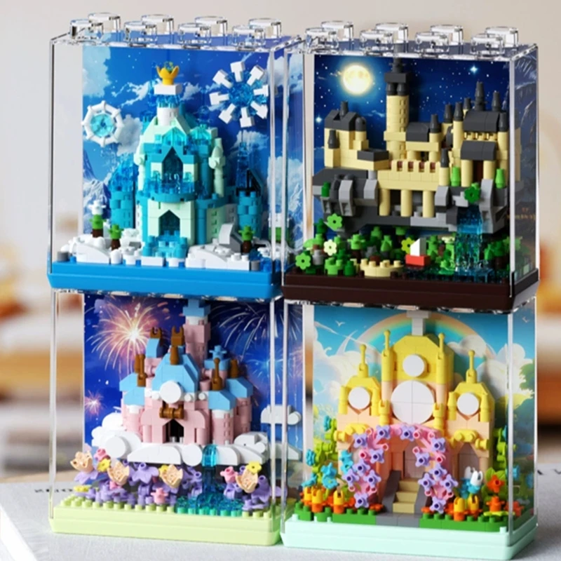 لتقوم بها بنفسك صندوق عرض قصر الجليد الزفاف الكنيسة هاري القلعة خرافة حلم منزل اللبنات نموذج الطوب مجموعات أطفال مجموعات اللعب #1