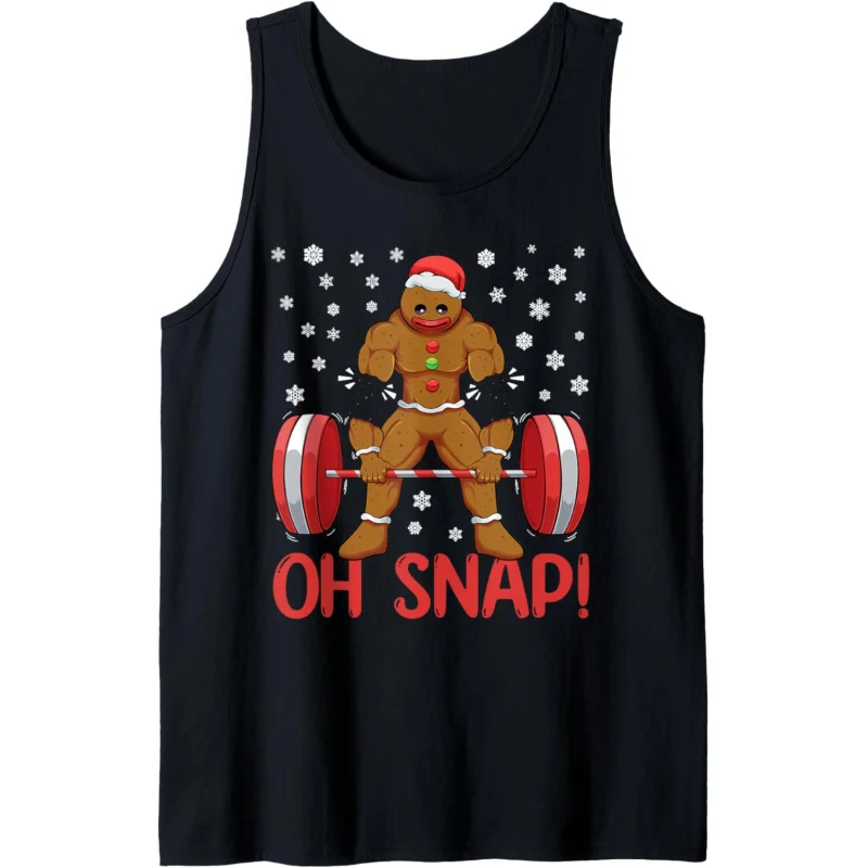 Christmas Deadlifts Workout Oh Snap Gingerbread Man Gym Tank Top