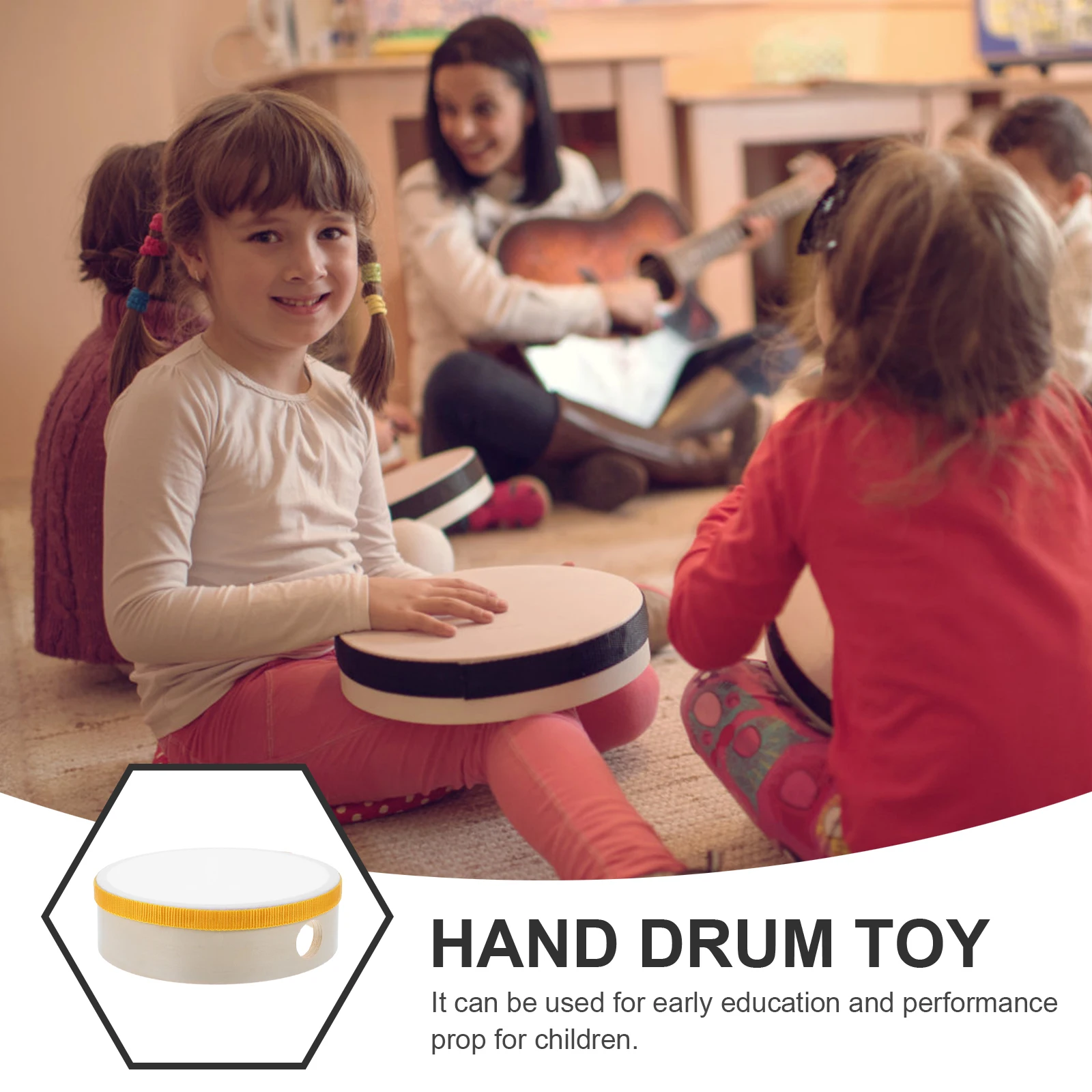 

1 pc Hand Tambourine Fabric Kids Percussion Musical Instrument for Children School Wood Drum Toy Birthday Party for Kids