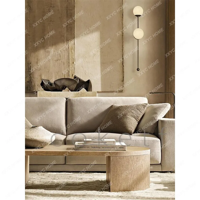 Country living room sofa oval solid wood coffee table villa minimalist coffee table