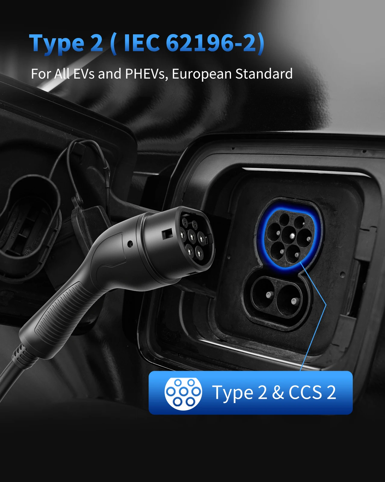 شاحن سيارة كهربائي RamTouch (7.4 كيلو وات، النوع 2، قابس CEE 32 أمبير، 6 متر)، شاحن EV محمول مع تيار قابل للتعديل (8 أمبير - 32 أمبير) / تأخير