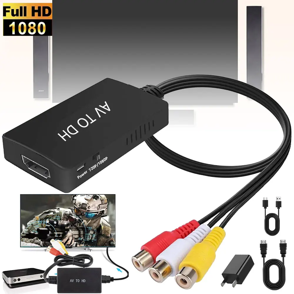 

Конвертер HDMI в AV HDMI в AV 3RCA CVBs Композитный адаптер видео-аудио конвертера поддерживает PAL/NTSC для TV Stick Android TV Box