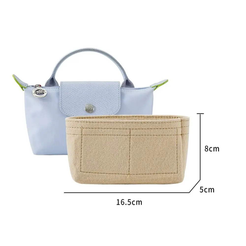 1Pcs Multi-Pocket Bag Organizer for Longchamp Mini Bag Storage Bag The Liner Bag Felt Purse Insert Handbag Liner Bag