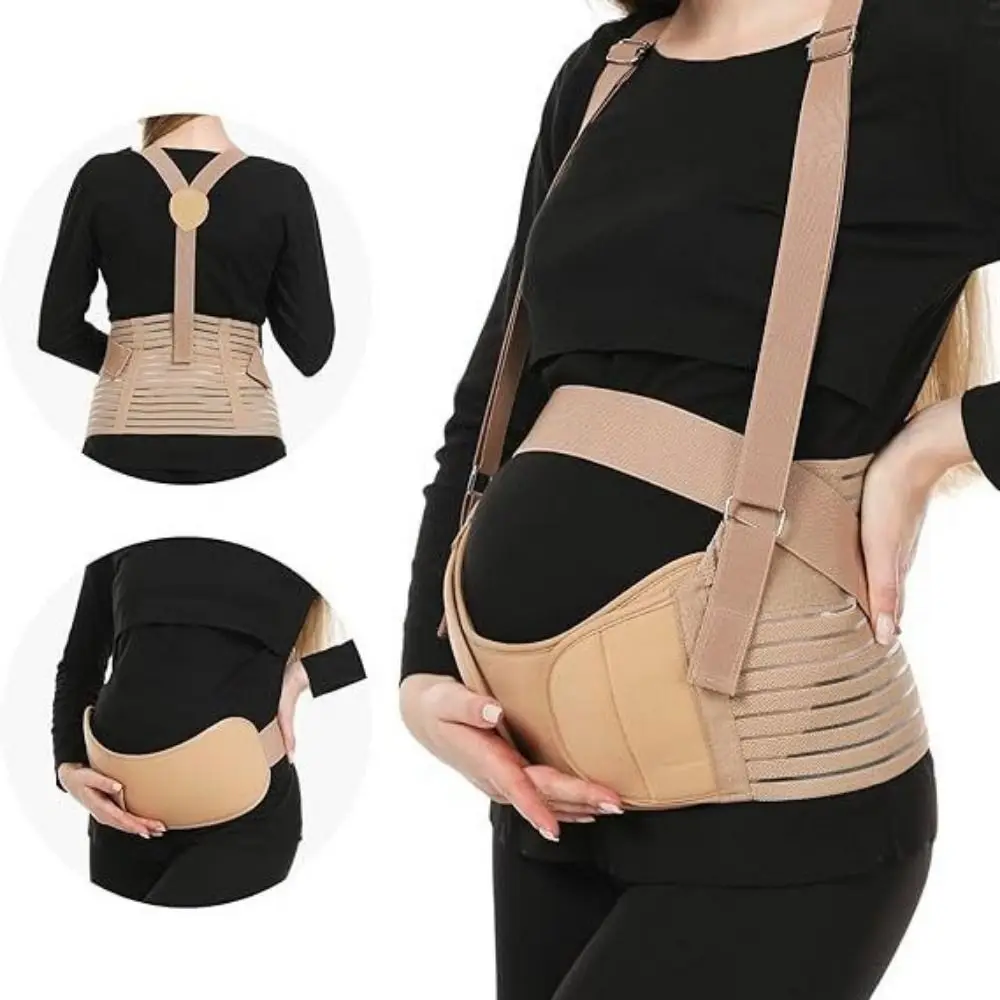 Cinture regolabili per donne incinte Tutore di supporto addominale confortevole e traspirante staccabile con spallacci Bavaglino per gravidanza