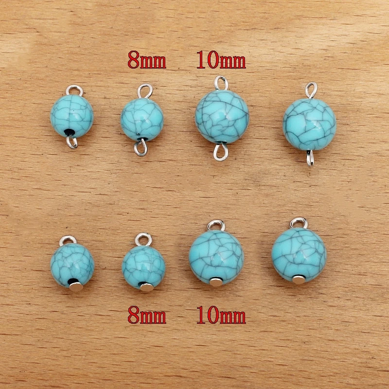 BoYuTe (200 Pieces/Lot) 6-8-10mm Acrylic Imitation Turquoise Beads Blue Green Loose Beads for DIY Jewelry Making