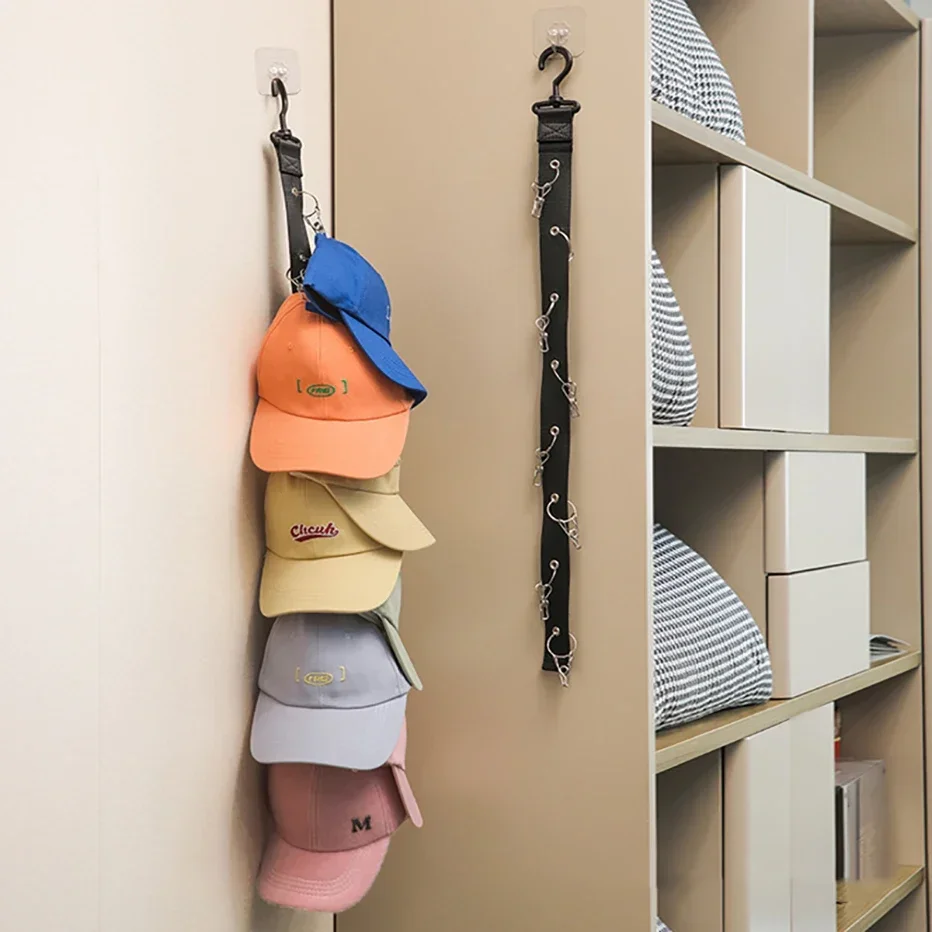 

8 Clips Hat Storage Hanger for Baseball Caps Closet Rod Hat Sports Caps Holder with Organize Caps Back Door Wardrobe Hat Storage