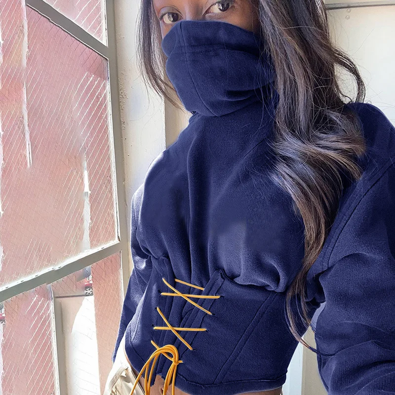 Fashion Letter Print Hoodie Women Casual Long Sleeve Hooded Back Bandage Sweatshirts Fishbone 2022 Fall Winter y2k Tops Cotton