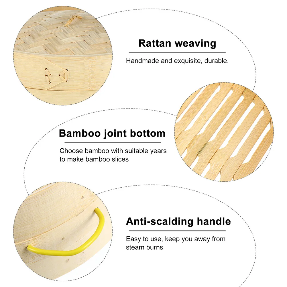 

2pcs Bamboo Basket Large Food Steamer For Fish Crab Lobster Vegetables Steam Buns Kitchen Cooking Tool Household