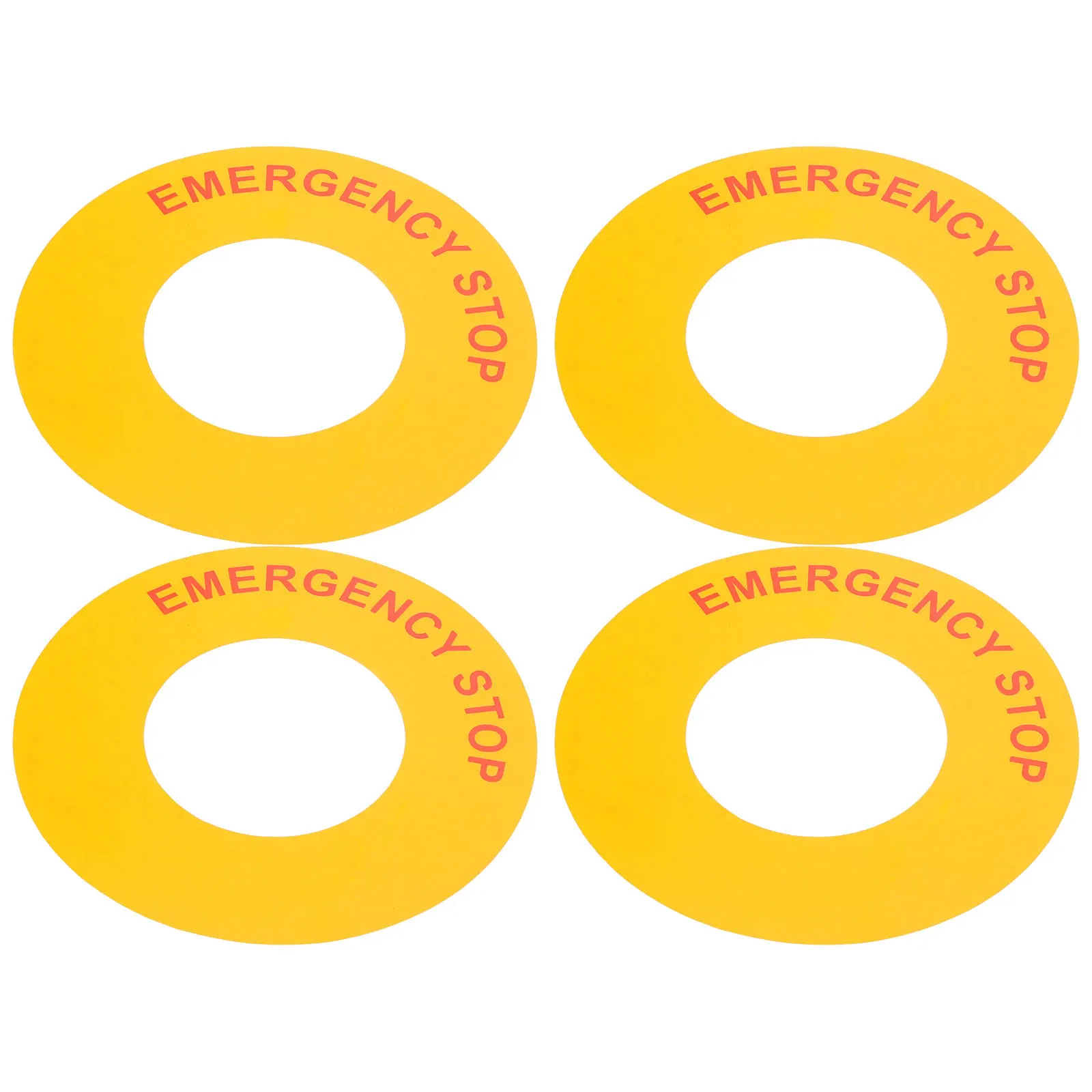 4pcs Emergency Stop Sign Sticker Bright Printed Peel Stick For Industrial Machinery Electrical Devices Safety Warning Decals