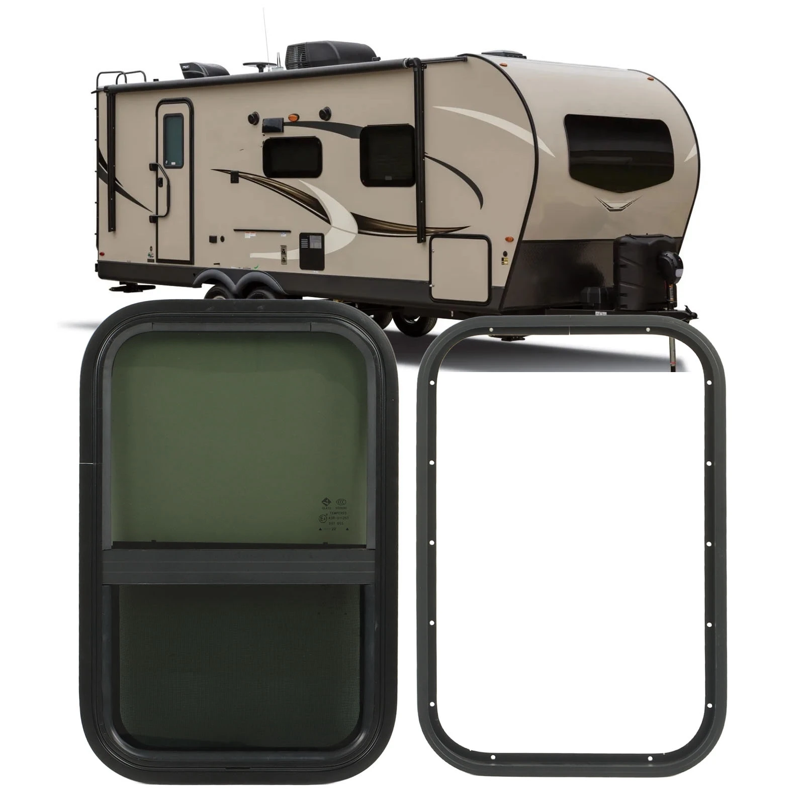 

590x390 мм RV окно с надувной сеткой, закаленное стекло, раздвижное окно для кемперов, прицепов