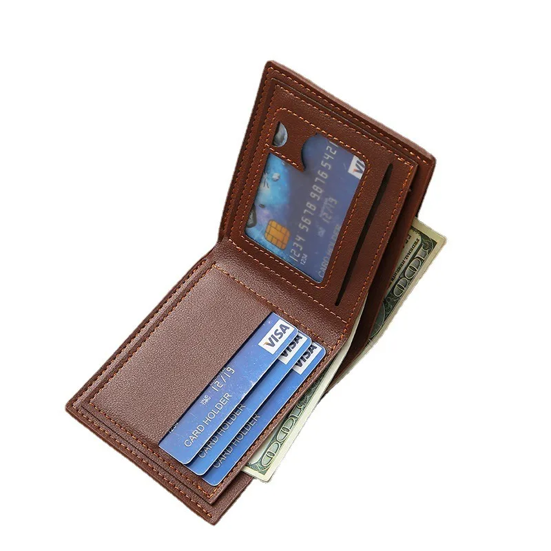 Classic Leather Wallet For Men Fashion Short Slim ID Photo Credit Card Holder Purse Business Man Wallets Money Clip Male