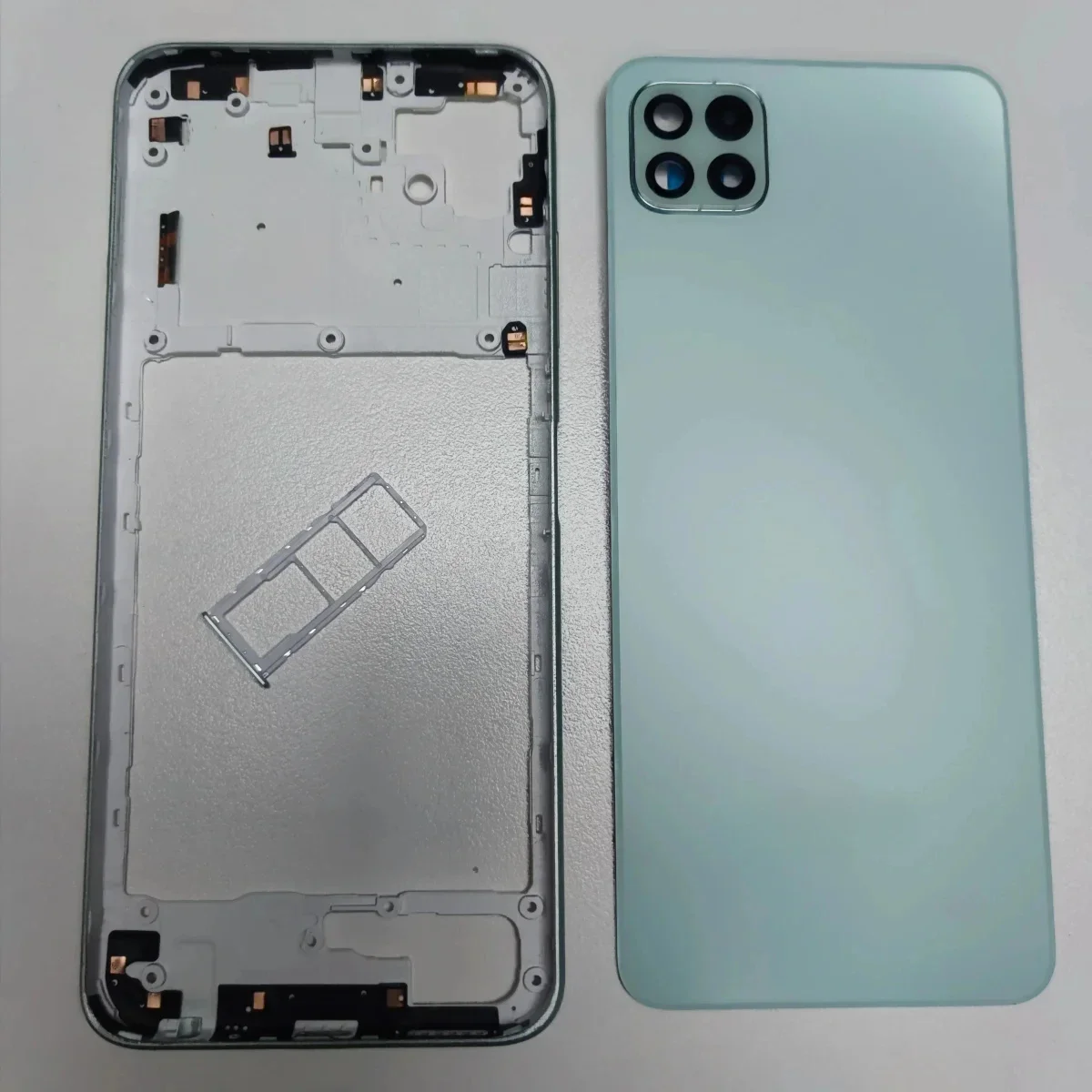 

Для Samsung Galaxy A22 4G 5G A225 A226 Крышка средней рамы + задняя крышка аккумулятора, крышка задней двери с лотком для SIM-карты, запасные части