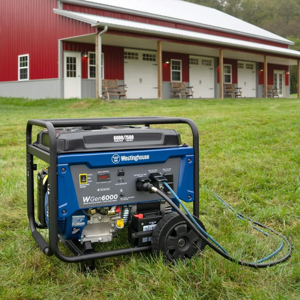 Outdoor Power Equipment 7500 Peak Watt Home Backup Portable Generator, Transfer Switch Ready 30A Outlet, Gas Powered