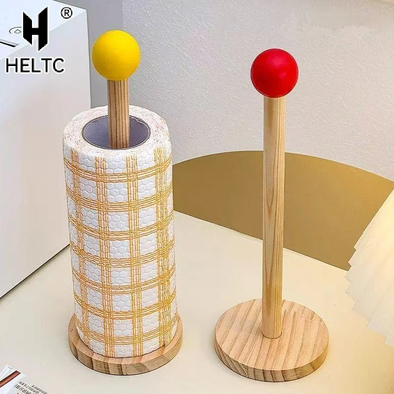 Wood Toilet Paper Holder No Drill Kitchen Storage Tissue Hanger Bathroom Accessories AntiSlip Vertical Tissue Holder Tissue Rack
