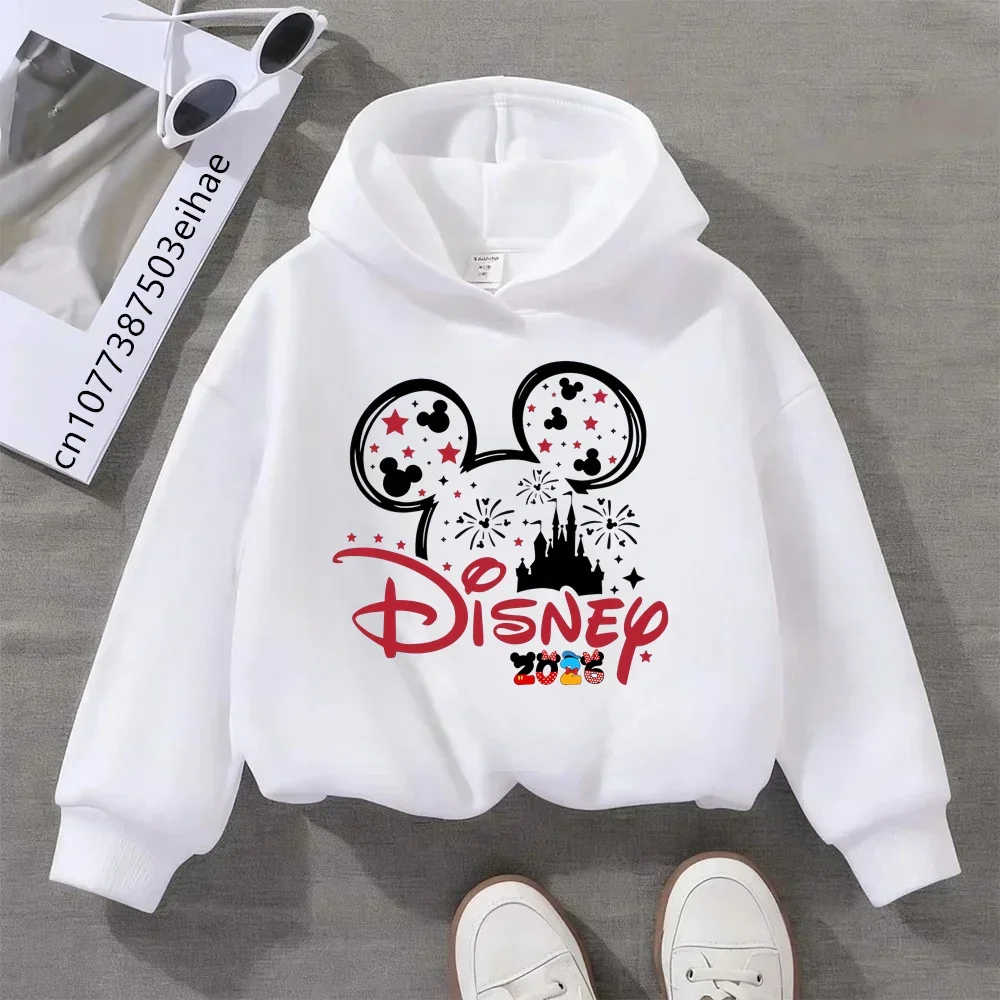 

Детские толстовки 2026 года, повседневные толстовки Disney, осенние модные топы для мальчиков и девочек, высококачественная повседневная детская одежда