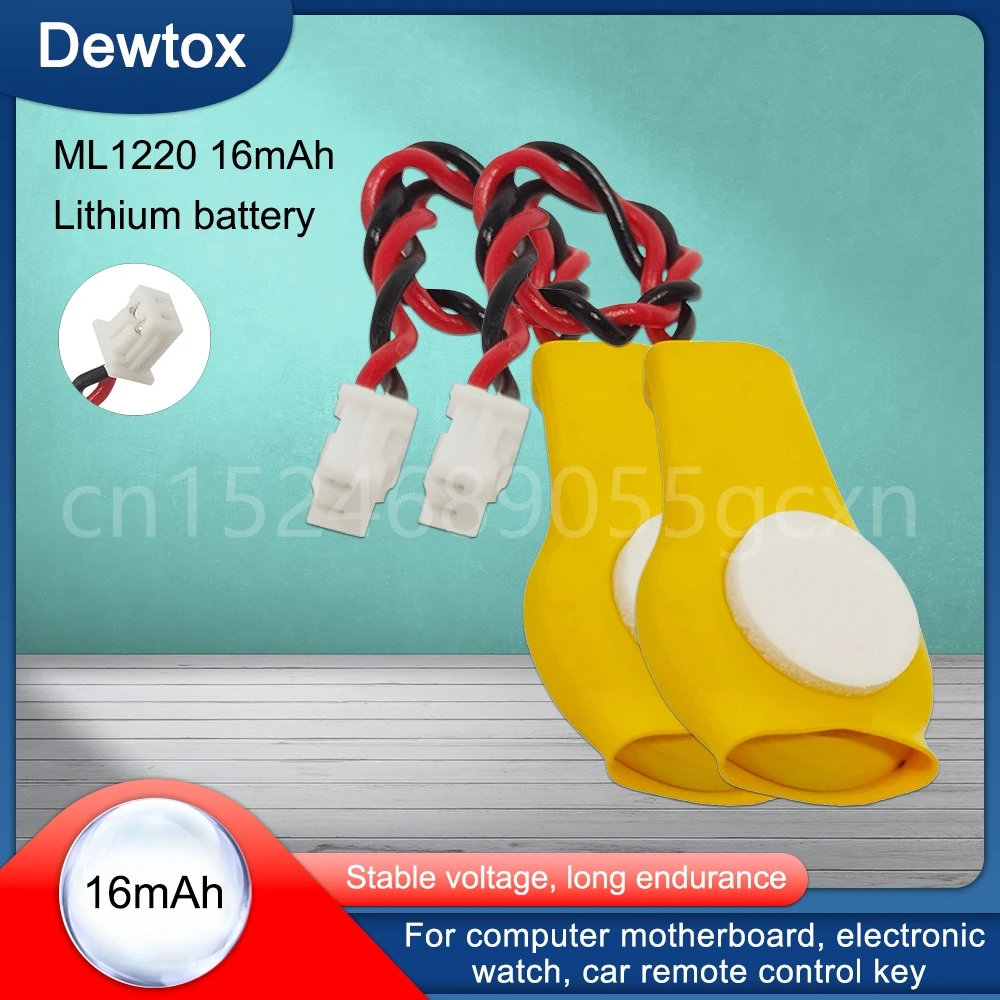 Dewtox ML1220 3V Motherboard CMOS Rechargeable Lithium Battery for A Burglar Alarm Bluetooth Wireless Products