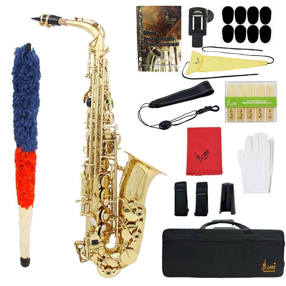 

Alto Saxophone Eb Alto Sax White Shells Keys Golden Brass Body Set Case Professional Saxophone Accessories Woodwind Instruments