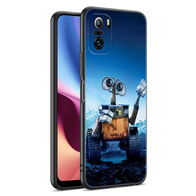 Mignon Robot WALL-E Étui de Téléphone Pour Xiaomi POCO F2 F3 M2 M3 M4 X3 X4 Pro NFC F4 GT 5G F1 X2 C3 C31 C40 M5S Doux TPU Couverture Noire