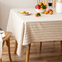 Cotton and Linen Tablecloth for Table Retro Striped Coffee Table Cover Nordic Rectangular Table Cloth Home Decor