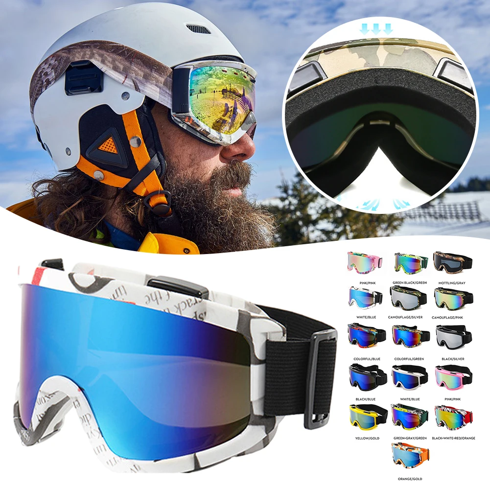 Large Frame Ski Goggles With Colorful Lens Anti Fog Mountain Skiing Goggles Outdoor Sport Snow Snowboard Goggle For Adult Youth