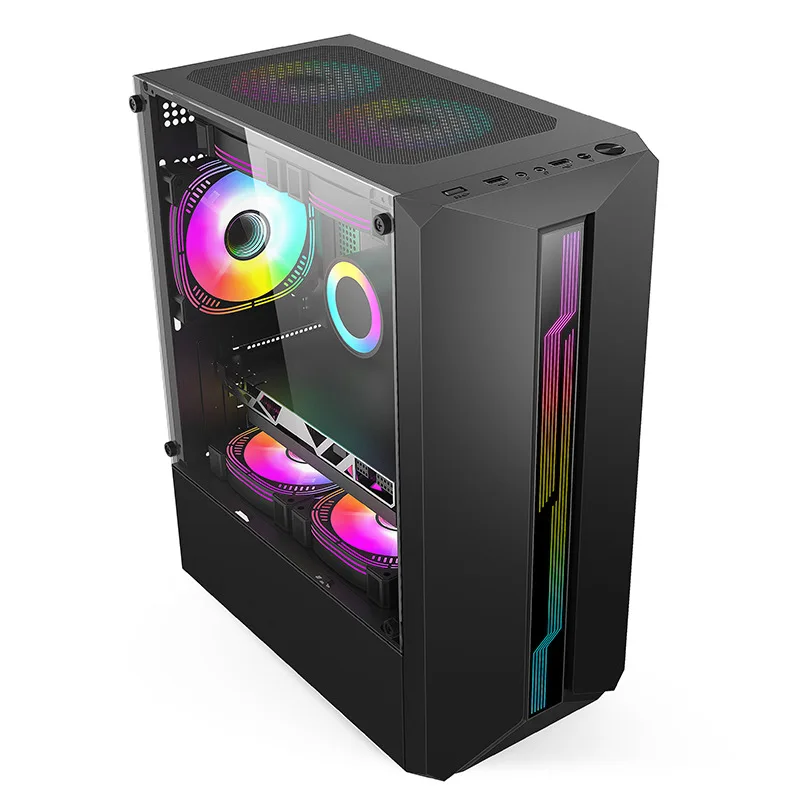 Xinguimeng Guangyu 3301 chasis de computadora de escritorio matx lado completo a través de 240 refrigeración por agua barra de luz RGB frontal caja de host