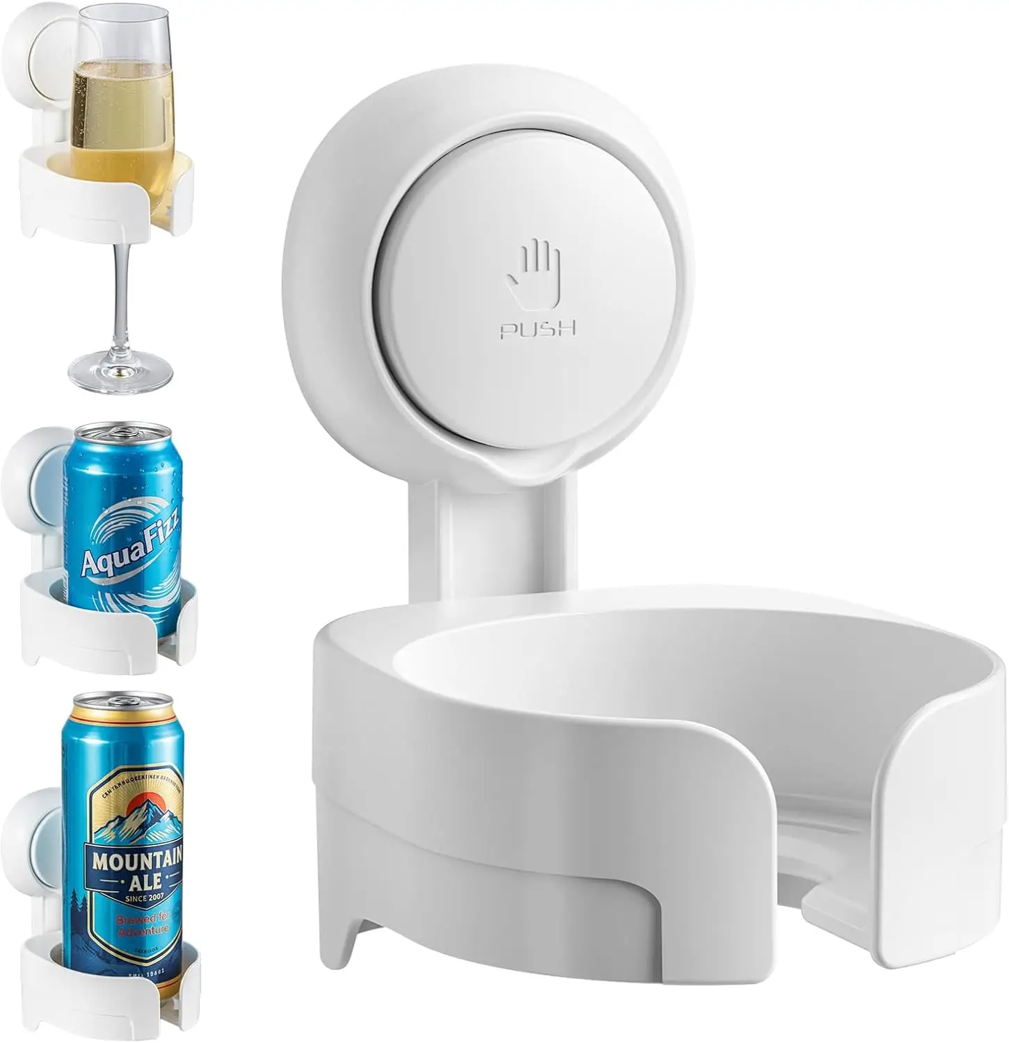 

Suction Cup Wine Glass Holder for Shower, Wall-Mounted Bath Cup Holder for Drinks, White