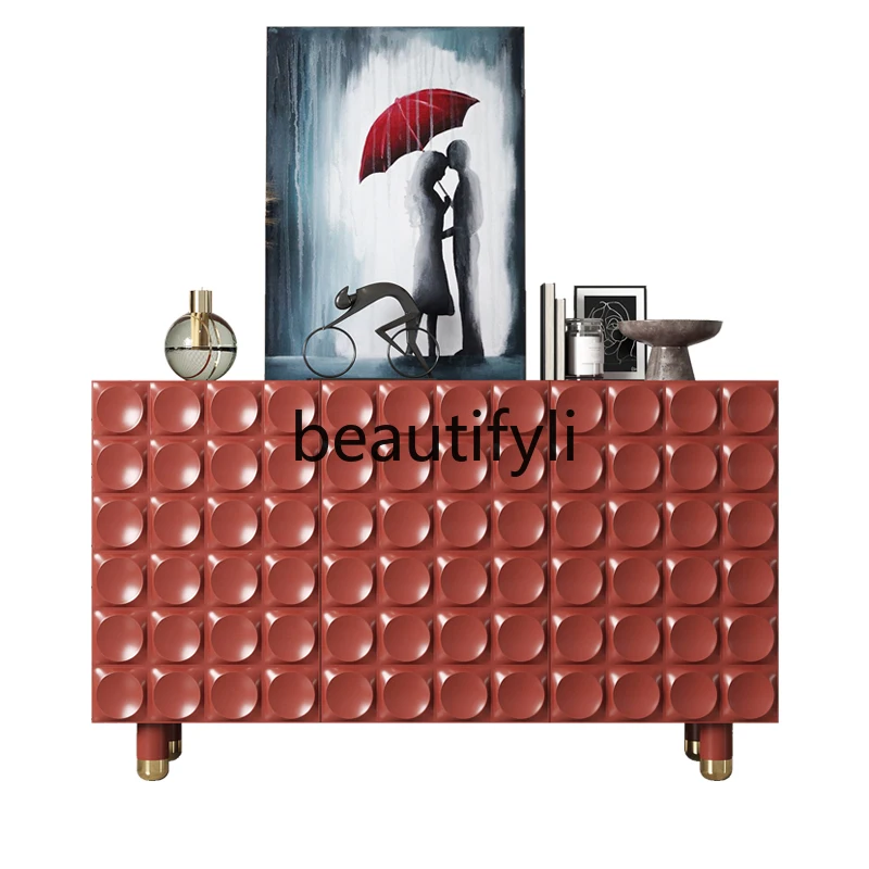 

Light luxury door cabinet entry creative living room solid wood tea cabinet Italian minimalist side cabinet