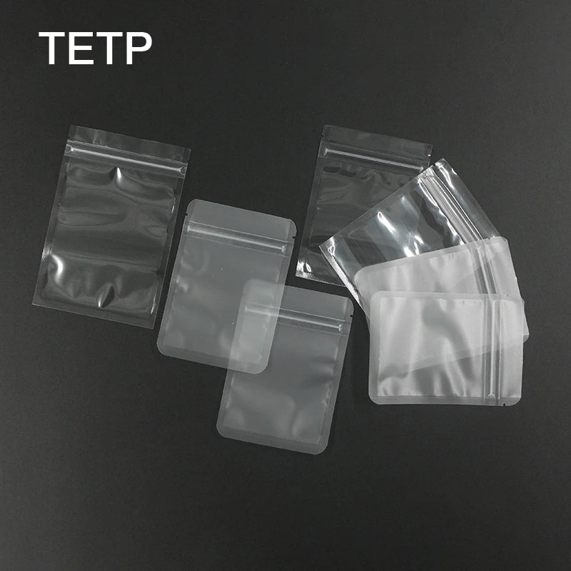 TETP 100Pcs Frosted/Transparent Ziplock Bags Home For Dried Fruit Flower Tea Packaging Storage DIY Jewelry Headdress Decoration