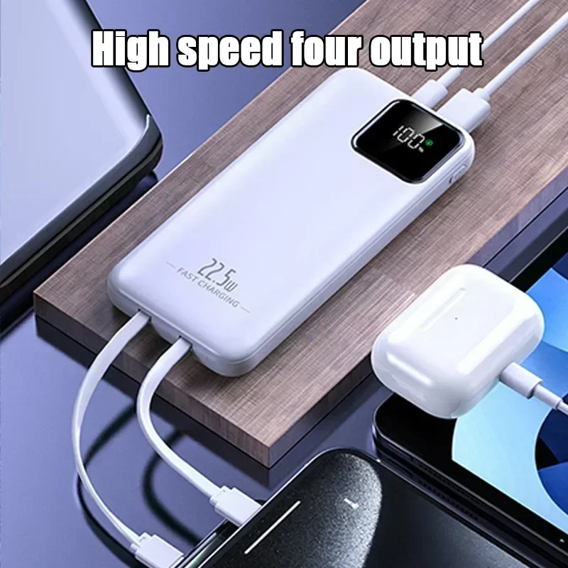 

Новый мобильный источник питания 22,5 Вт, 30000 мАч, самостоятельная встроенная сверхбыстрая зарядка, цифровой дисплей, встроенный 2 кабеля, внешний аккумулятор